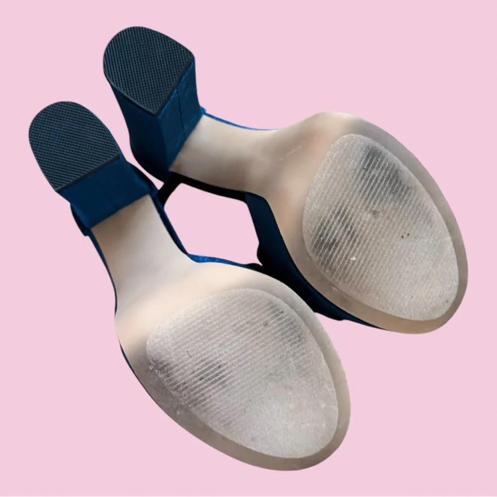 Steve Madden dark blue Gonzo velvet platform sandals - Picture 2 of 4